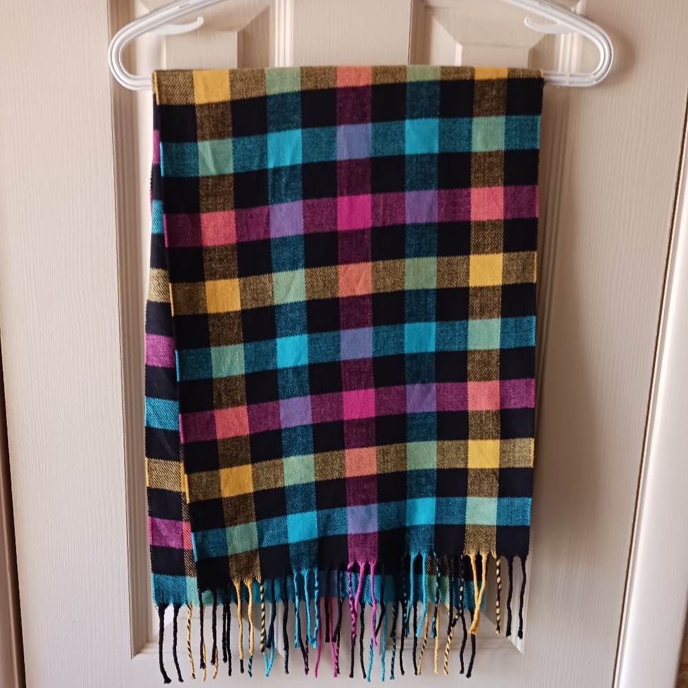 Cashmere Feel Colorful Checkered Scarf